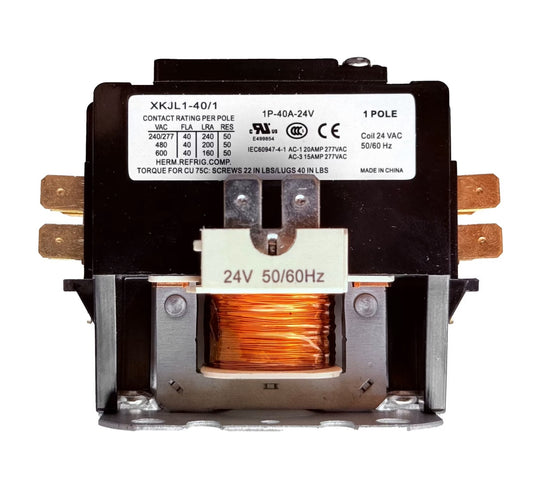 Coralvolt 40A Definite Purpose Motor Contactor – 1/1.5 Pole HVAC | UL Rated