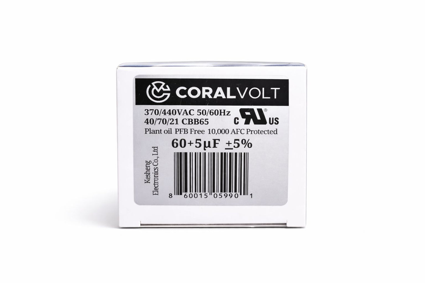 Coralvolt 60 µF+5 µF Dual Run Round HVAC Capacitor 370/440V CBB65 UL Rated