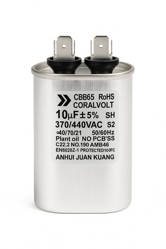 10+5 µF Dual Run Oval HVAC Capacitor – 370/440V AC | CBB65, UL Rated