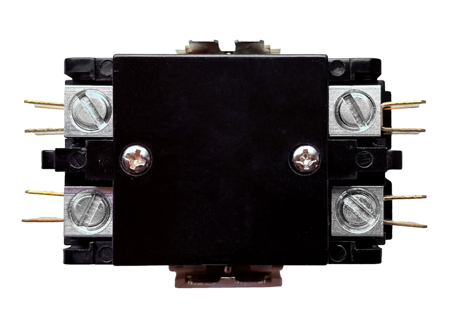 CoralVolt 40 Amp 3-pole contactor side view showing silver contacts and screw terminals for HVAC wiring