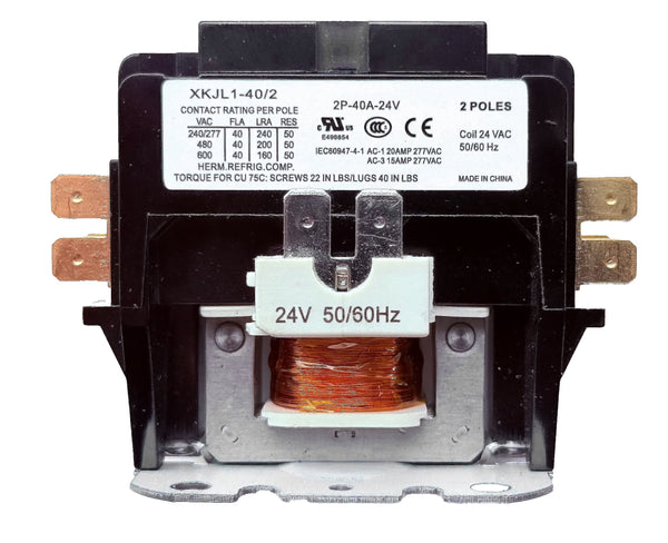 CORALVOLT 40 Amp 2-Pole Definite Purpose Contactor 24V Coil