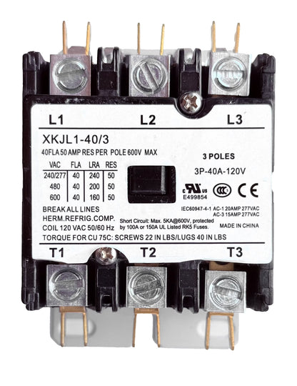 CORALVOLT 3-Pole 40A HVAC Contactor | Heavy-Duty Air Conditioner Contactor UL Rated