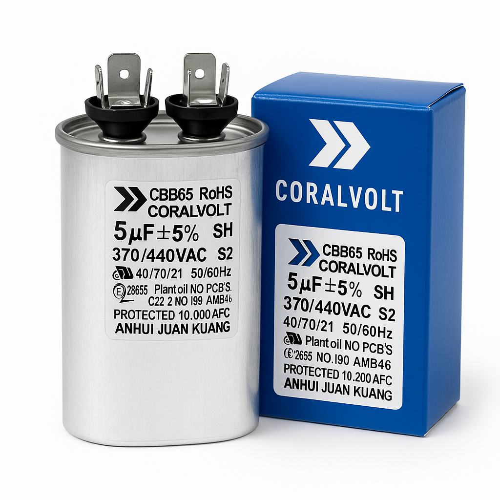 5+5 µF Dual Run Oval HVAC Capacitor – 370/440V AC | CBB65, UL Rated