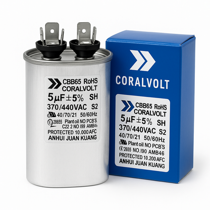 5+5 µF Dual Run Oval HVAC Capacitor – 370/440V AC | CBB65, UL Rated
