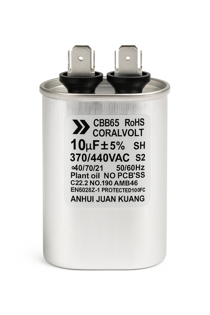 10+5 µF Dual Run Oval HVAC Capacitor – 370/440V AC | CBB65, UL Rated