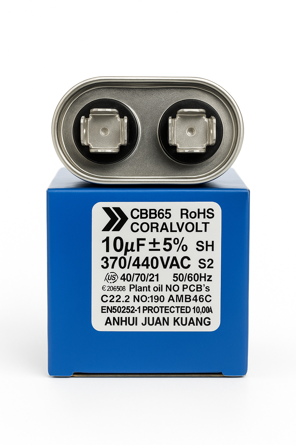 10+5 µF Dual Run Oval HVAC Capacitor – 370/440V AC | CBB65, UL Rated